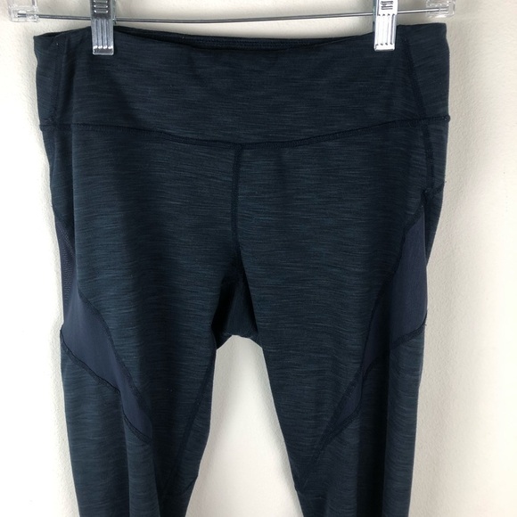 Zella by Nordstrom Navy athletic running leggings with mesh detail down leg - Picture 2 of 14